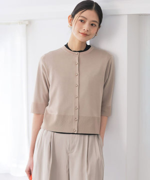 シアーニット5分袖 カーディガン