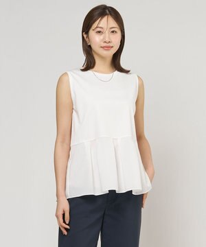  コットンスムース レイヤードフレア カットソー