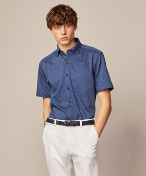  【快適な着心地/イージーケア】コンパクトジャージースクエアジャガート 半袖 シャツ