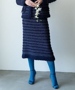  【カトリエムブーケ】Tweed melange フリンジスカート