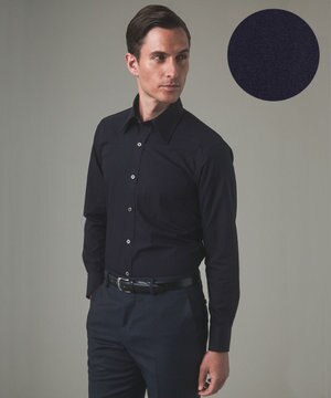  【形態安定】PREMIUMPLEATS_レギュラーカラー 通年ドレスシャツ（ネイビー）