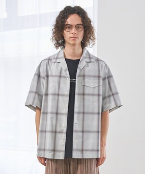 【UNISEX】オンブレーチェック オープンカラーシャツ