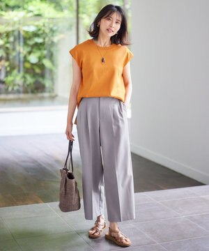 【洗濯機可能/ウエストゴム】美脚２タック ワイドパンツ