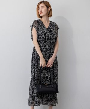 【洗える】アンティークフラワープリント ワンピース