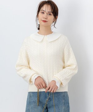  【加藤ローサさん着用】コットンカシミヤMIX ケーブル ニット