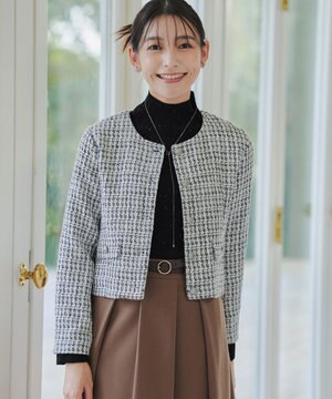  【洗える】ツイードノーカラージャレロ