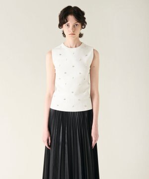  ビジューニットトップ