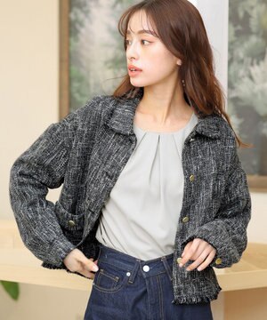 【洗える】ツイードジャケット