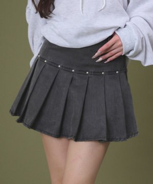  スタッズデザインプリーツスカパン