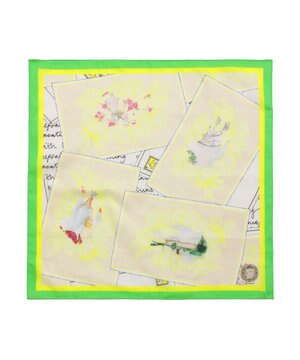  【日本製】SWASH LONDON ポストカードプリント コットン スカーフハンカチ