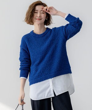  【SLOW/一部店舗限定】リボンヤーン クルーネック ニット