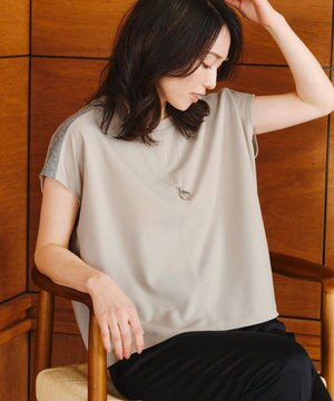  【洗える】ドルマンラメスリーブトップス