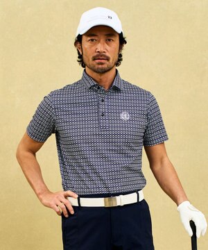  【MEN】モノグラム柄  半袖ポロシャツ