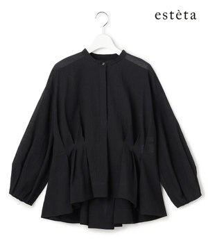  【エステータ】サッカーオーガンジー タックブラウス