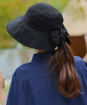  後ろリボンつば広ハット