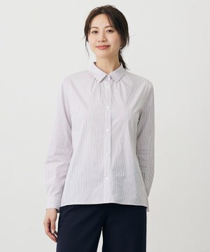  BEZ ドビーストライプ シャツカラー ブラウス