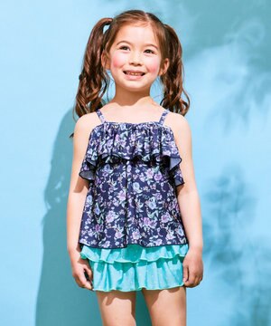 花柄×ドット柄 セパレート 水着