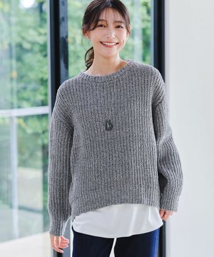  【洗える】MIXモールニットプルオーバー