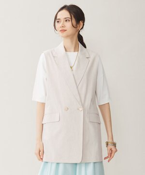  【セットアップ対応・洗える】リネンビスコースストレッチ ジレ