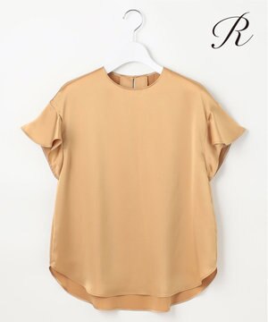  【R(アール)】トリアセサテン フリルスリーブ ブラウス