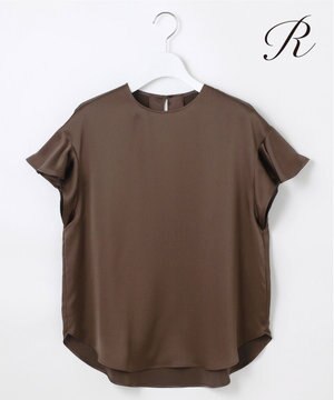  【R(アール)】トリアセサテン フリルスリーブ ブラウス