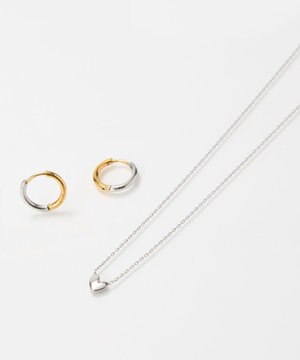  <オンワード限定セット>【金属アレルギー対応】スリークハートネックレス×ワンタッチメタルコンビピアス/サージカルステンレス