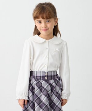  丸襟カットソーブラウス