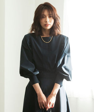 【セレモニーにも】LILY/ギャザースリーブシャツ