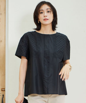 【接触冷感・洗える】エンブロイダリーローン Tブラウス