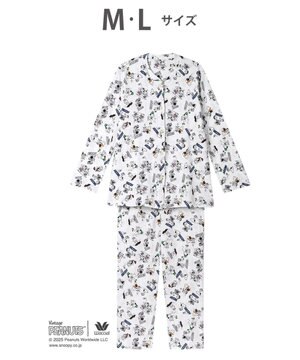 ワコール_リラックス＆スリープ パジャマ 長袖 長ズボン 綿100%(本体) PEANUTS スヌーピー レディース FDX553 /ワコール