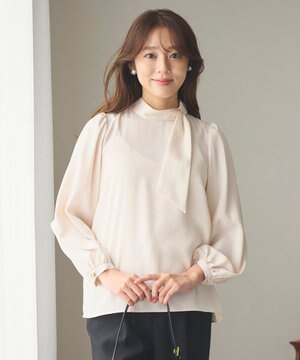  【洗える】クラシカル リボンタイブラウス