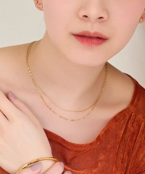  【金属アレルギー対応】ダブルチェーンネックレス　ゴールド/サージカルステンレス