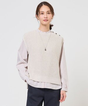  【WEB限定カラーあり・プラスワンアイテムに】LINEN COTTON ニット ベスト
