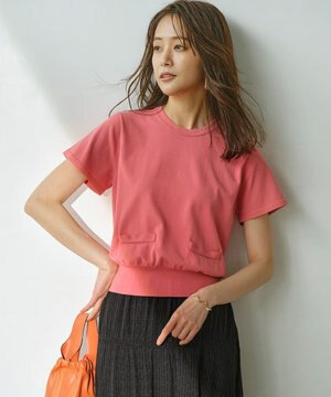 【洗える・6色展開】ポケット付き 半袖ニット