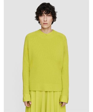  【洗える】オープンカシミヤ　ラウンドネックニット