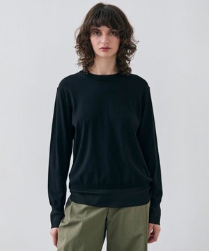  【洗える】JULIE / シルク混クルーネックシアートップス