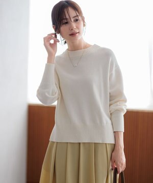 コットンカシミヤ混 クルーネックニット