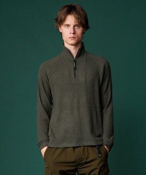  【吸湿発熱/ソフト】ソフトウォームワッフル ハーフジップ カットソー