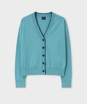 【洗える】ストライプ カフス カーディガン