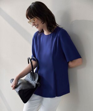  【UVカット・接触冷感・防シワ・洗える】エステルダブルクロス タックデザインプルオーバー