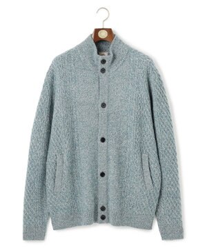  【KING SIZE】【Cash Lamb’s Wool】ハイネックケーブルカーディガンニット