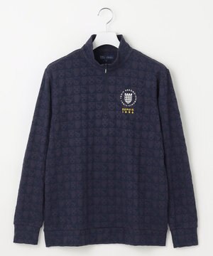  【MEN】エンブレムハーフジッププルオーバー