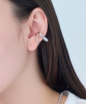  ドレッシングビジューイヤーカフ　シルバー/片耳