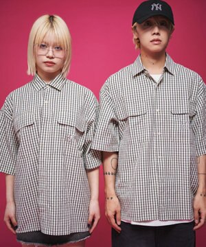  【ユニセックス着用ITEM】ミニマムチェックロゴシャツ（SS）
