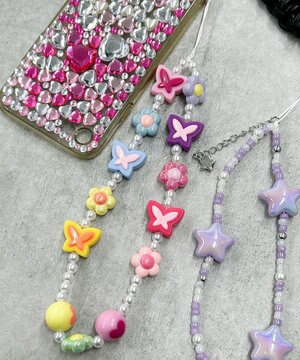  ビーズストラップキーホルダーE