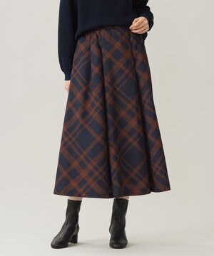 【洗える】スラブチェックプリント スカート
