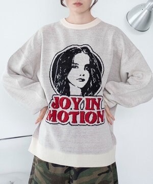  【洗える】グラフィックニットBIGプルオーバー