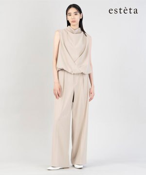  【エステータ】コットンダブルクロス マーベルト ワイドパンツ