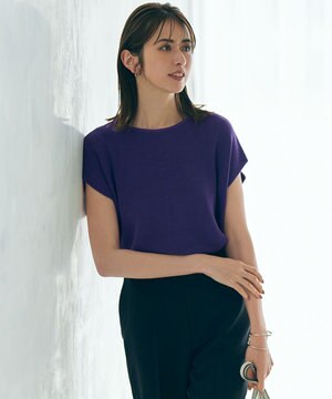  【STORY7月号掲載/洗える】コットンアセテート バックボタン ニット