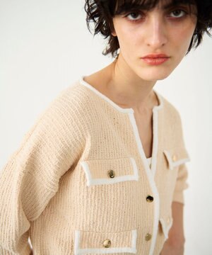  バイカラールーズニットカーディガン